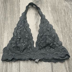 Intimately by Free People dark gray lace halter bralette- XS